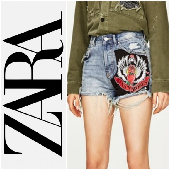 Zara Pants - 🚨NEW LIST Zara Guns N Roses Destroyed Denim Short